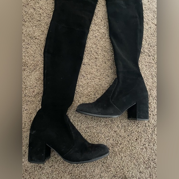 Stuart Weitzman Black Suede Thigh High Boots 9.5 - Picture 5 of 10